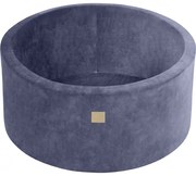 Okrągły Suchy Basen 90x40cm Dla Dziecka Bez Piłeczek, Welurowy, Szaroniebieski - Meowbaby®