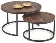 Komplet orzechowych okrągłych do kawy stolików P3-G17