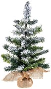 Sztuczna choinka oprószona śniegiem, w jutowym worku, 50 cm
