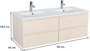 Podwójna szafka pod umywalkę 120 cm z ceramicznym blatem i bateriami SORRENTO