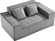 Kanapa 2-Osobowa SucceBuy 160cm, Nowoczesna Kanapa z Kordem z Kieszonkowymi Sprężynami, Wygodne Poduszki do Salonu, Biura lub Mieszkania, Szara