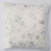 Poszewka na poduszkę 40x40 welurowa marmurek ozdobna kremowa na suwak