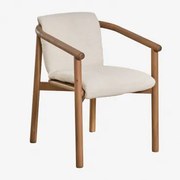 Zestaw 2 Krzeseł Ogrodowych Elmina Z Podłokietnikami Z Drewna Akacjowego Akacja Brąz & Bouclé White - Sklum