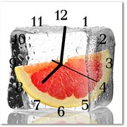 Zegar szklany kwadratowy Kostka Grejpfrut