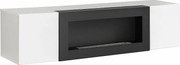 Komoda FLY 160 biały połysk/biały mat z biokominkiem