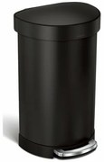 Simplehuman Półokrągły kosz na śmieci z pedałem iramką ze stali nierdzewnej, 45 l, czarny