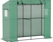 Outsunny Mini szklarnia przyścienna z rolowanymi drzwiami i siatkowymi oknami, odporna na UV, do roślin, sadzonek i kwiatów, zielona | Aosom PL