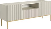 Szafka RTV Nicole 150 cm z szufladą i wnęką - kaszmir / złote nóżki