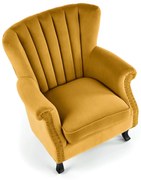 TITAN fotel wypoczynkowy, musztardowy, klasyczny, tkanina velvet, welur
