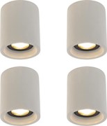 Zestaw 4 rustykalnych reflektorów sufitowych betonowych okrągłych - Deep