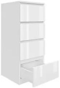 Komoda BASIC 4 szuflady – Biała połysk | 40x97x40 cm
