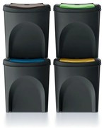 Kosz do segregacji śmieci Sortibox 25 l, 4 szt., czarny