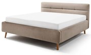 Beżowe tapicerowane łóżko dwuosobowe ze schowkiem i stelażem 180x200 cm Lotte – Meise Möbel