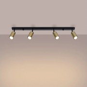 Plafony nowoczesny Glois, stal - 4 źródło światła 3000K - L.82 x H.18.5 cm - czarny/złoty