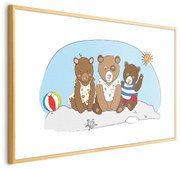 Plakat Misie na plaży 90x60 cm z ramą złotą z marginesem ARTGEIST B