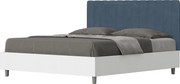 Łóżko wyposażone w stelaż z listwami 160x200 konstrukcja Frassino biała zagłówek microfibra Niebieski Kaia