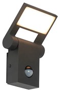 Lampa ścienna zewnętrzna antracytowa z LED IP54 z czujnikiem ruchu - Zane