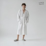 Biały szlafrok w rozmiarze L/XL Honeycomb – Linen Tales