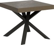 Stół rozkładany 90/194x90 cm Clerk szaro-beżowy nogi antracytowe