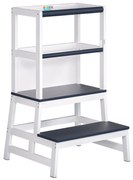 Spielwerk Wieża edukacyjna PLAY z drewna sosnowego, 93x56x49, biała/antracyt