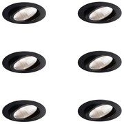 Zestaw 6 reflektorów wpuszczanych czarnych 9,5 cm z LED 1300 lm ściemnialne IP23 - Gaius