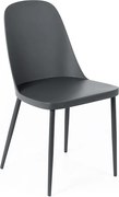 Zestaw 4 nowoczesnych, ciemnoszarych krzeseł "Paola" z polipropylenu z malowanymi metalowymi nogami