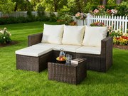 Narożnik ogrodowy (3-osobowa sofa, pufa, stolik) OTTIMO brązowy + pokrowiec GRATIS
