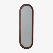Owalne Lustro Ścienne 50x165 Cm Z Drewna Dębowego Munar Ciemne Drewno - Sklum