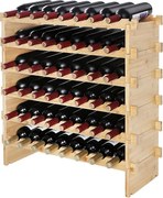 Stojak na Wino do Układania w Stosy na 48 Butelek SucceBuy , 6-Poziomowa Półka Ekspozycyjna z Drewna Bambusowego