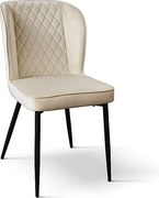 Zestaw 4 krzeseł z beżowym aksamitem i antracytowymi metalowymi nogami - SOHO