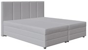Łóżko tapicerowane ISABEL 180x200 z materacem sprężynowym i pojemnikiem na pościel, jasnoszare