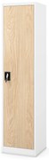 Biurowa szafa metalowa ALEX, 450 x 1850 x 400 mm, Eco Design: biała/ dąb sonoma