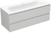 Mexen Rivel szafka łazienkowa 120 cm z umywalką Vela, 2 szuflady, ryflowana , szara mat/biała mat - 91A20-12047-2-BFF62-W23M0