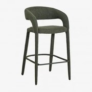 Wysokie Krzesło Barowe 75 Cm Tapicerowane Arazeina Bouclé Wojskowa Zieleń - Sklum
