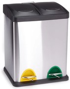 Stalowy kosz na śmieci 2x8 l do segregacji odpadów/z pedałem w kolorze matowego srebra Tri Selectif – MSV