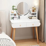 Biała toaletka z lustrem, 80x40x120 cm – nowoczesny mebel do sypialni lub łazienki