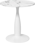 HOMCOM Stół jadalny okrągły, stal powlekana proszkowo, MDF z melaminą, nieruchome nogi, 70 x 74 cm, Biały