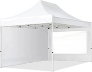 TOOLPORT 3x4,5 m Namiot Ekspresowy, ECONOMY Stal 30mm, ze ścianami bocznymi, okna panoramiczne, biały - (59048)