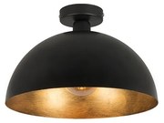 Industrialna lampa sufitowa czarna ze złotem 35 cm - Magna Rustykalny / Vintage Oswietlenie wewnetrzne