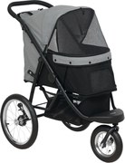 PawHut Wózek dla Małych Psów i Kotów, z Koszem, Systemem Jednoklikowym, Szary