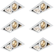 Zestaw 6 reflektorów wpuszczanych białych AR111 regulowanych 2-punktowych - Oneon Oswietlenie wewnetrzne
