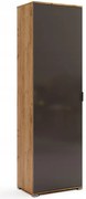 Nowoczesna wąska szafa z półkami dąb craft + lava mat C9-L06