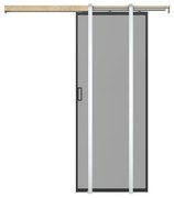 Drzwi przesuwne z ukrytym systemem przesuwnym – aluminium i szkło hartowane przydymione – wys. 205 x dł. 63 cm – LINCI II