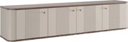 Szafka RTV wisząca Vesper 4D 187 cm - kaszmir / orzech / złote uchwyty