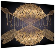 Obraz - Złota mandala ze strzałkami (70x50 cm)