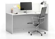 PLAN Zestaw mebli biurowych single z parawanem SEGMENT, prawy, biały/biały