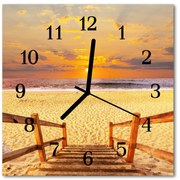 Zegar szklany kwadratowy Most Plaża