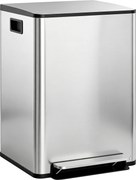 HOMCOM Kosz na śmieci z 2x30 l komorami, pokrywa Soft-Close, odporny na odciski, stal nierdzewna, srebrny | Aosom PL