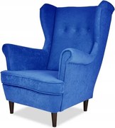 Fotel USZAK niebieski chabrowy welur FAMILY MEBLE