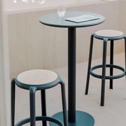 Zestaw Okrągłego Wysokiego Stołu Ø60 Cm Mizzi I 2 Wysokie Metalowe Stołki Ogrodowe Omara Grafitowa Szarość - Sklum